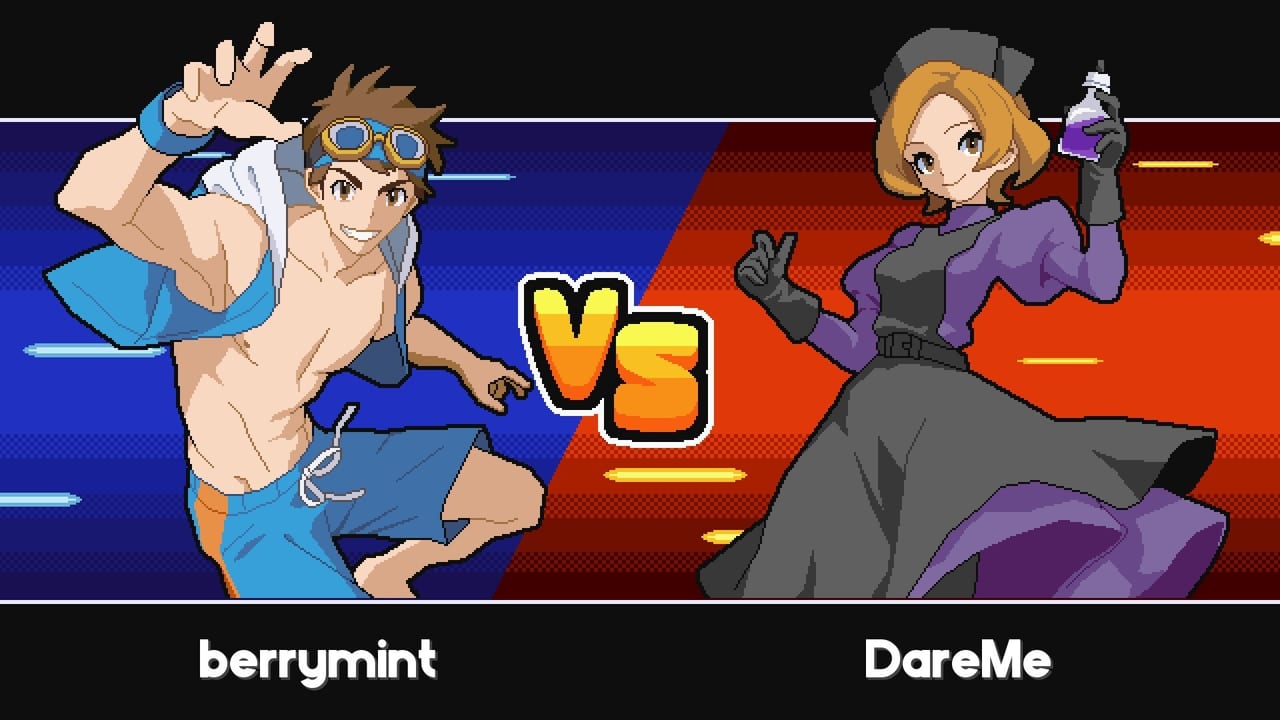 Versus screen with two trainers facing off before a Batomon Showdown battle